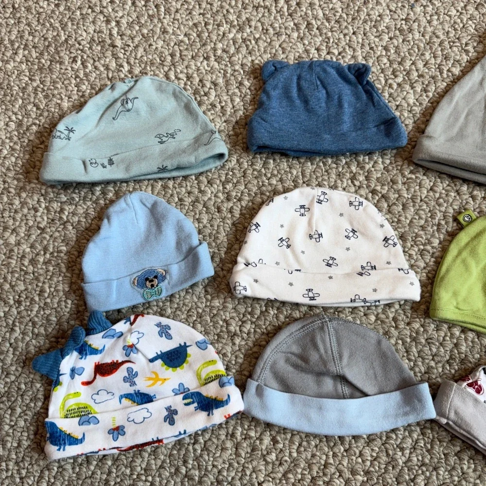 9 Piece Baby‎ Beanie Lot Newborn Infant Hats